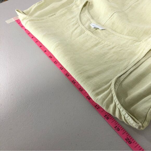 J. Jill Love Linen Dress Womens Medium 100% Linen Lemon Lime Sleeveless Pockets - Picture 9 of 12